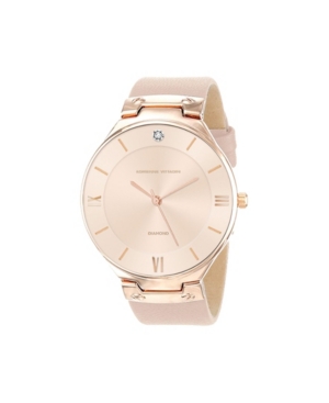 Adrienne Vittadini Women's Rose Gold-tone Leather Strap Watch 38mm In Rose Gold Tone