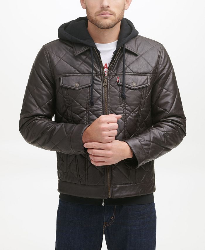 Levi's Men's Faux Leather Quilted Trucker Jacket & Reviews - Coats &  Jackets - Men - Macy's