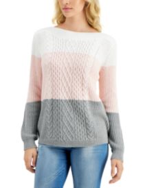 Colorblock Cable Knit Sweater