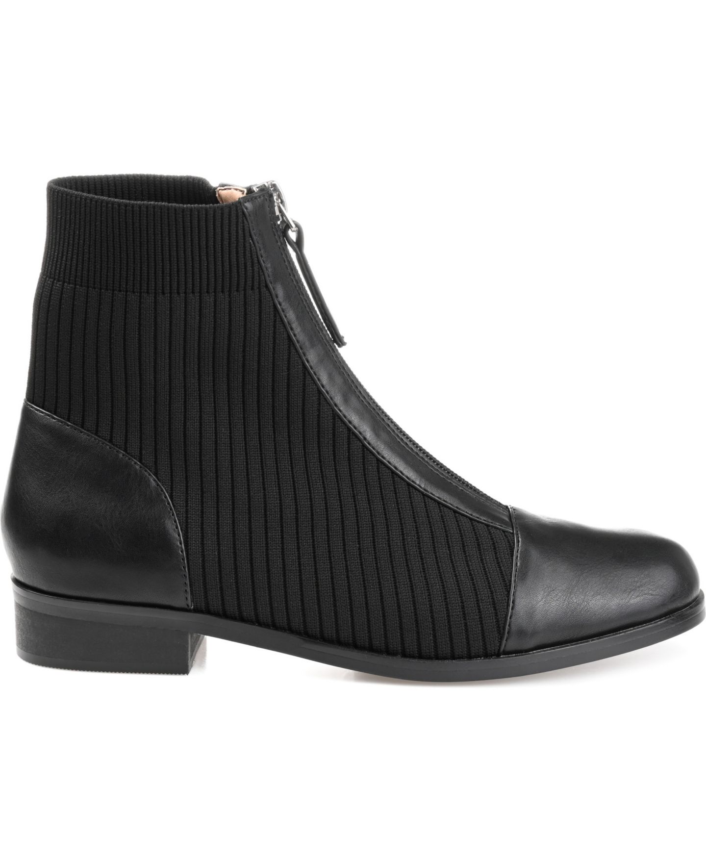 Женские ботинки Journee Collection Bexlie Front Zip Knit Ankle Booties, цвет: Чёрный — фото 2