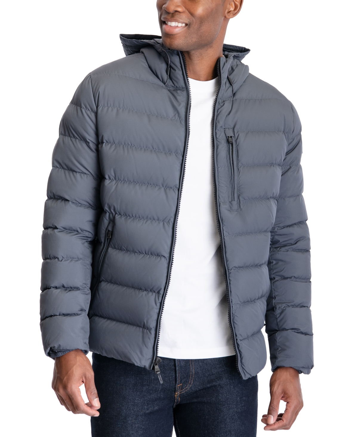 Michael Kors Men's Hooded Puffer Jacket, Created For Macy's In Gunmetal