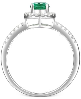 Sapphire (5/8 ct. t.w.) & Diamond (1/5 ct. t.w.) Halo Ring in 14k White Gold (Also in Emerald & Ruby)