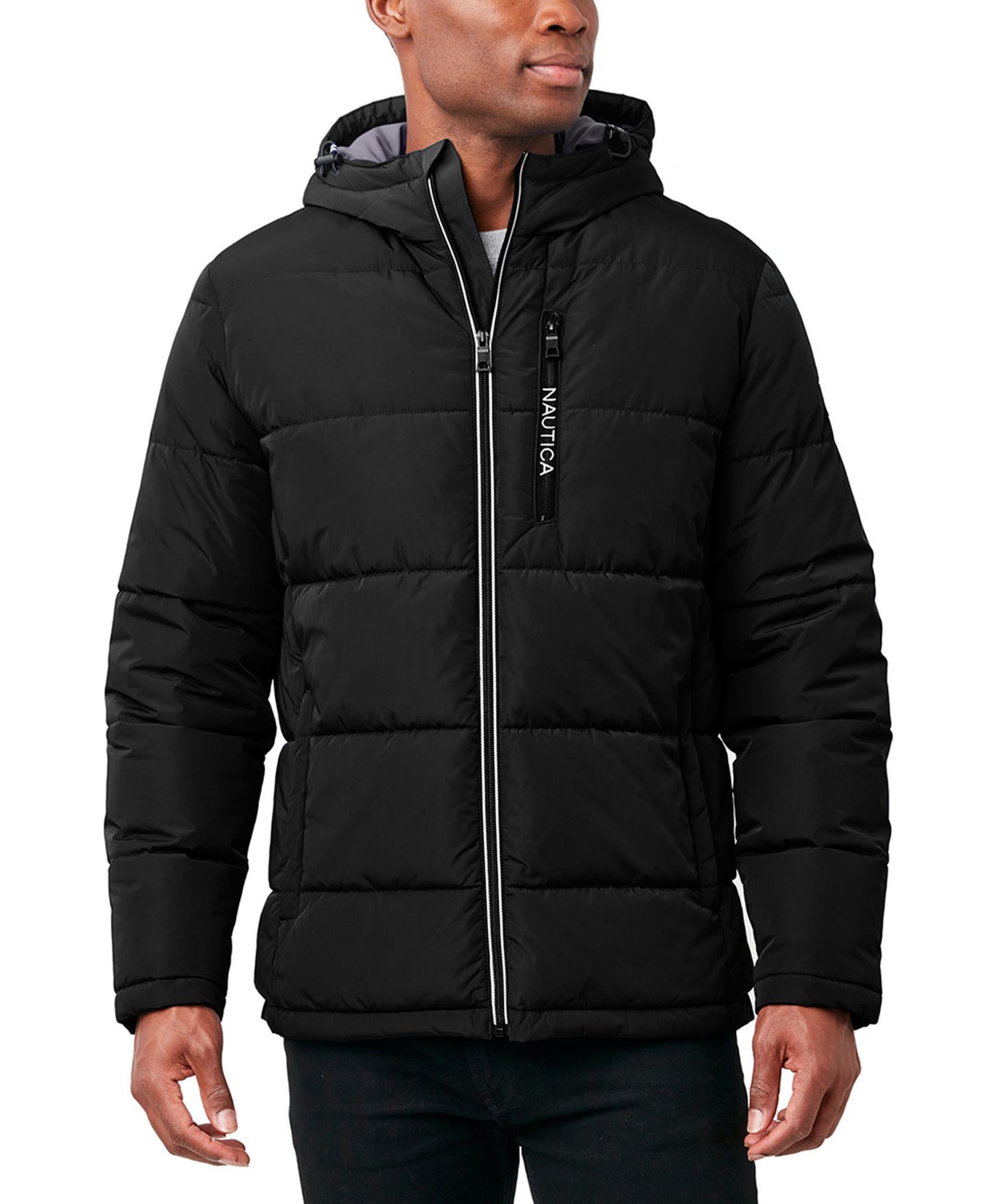 Мужская куртка Nautica Hooded Puffer Classic-Fit, цвет: Чёрный — фото 1