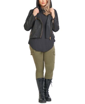 Black Tape - Plus Size Faux Leather Moto Jacket