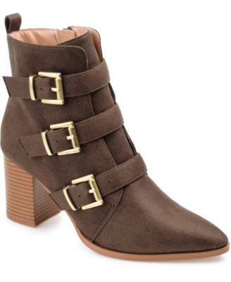 Journee Collection Women s Winsley Buckle Strap Stacked Block Heel Booties Macy s