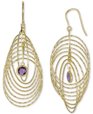 Macy's - Garnet Bezel Spiral Drop Earrings (2 ct. t.w.) in 14k Gold-Plated Sterling Silver (Also in Amethyst)