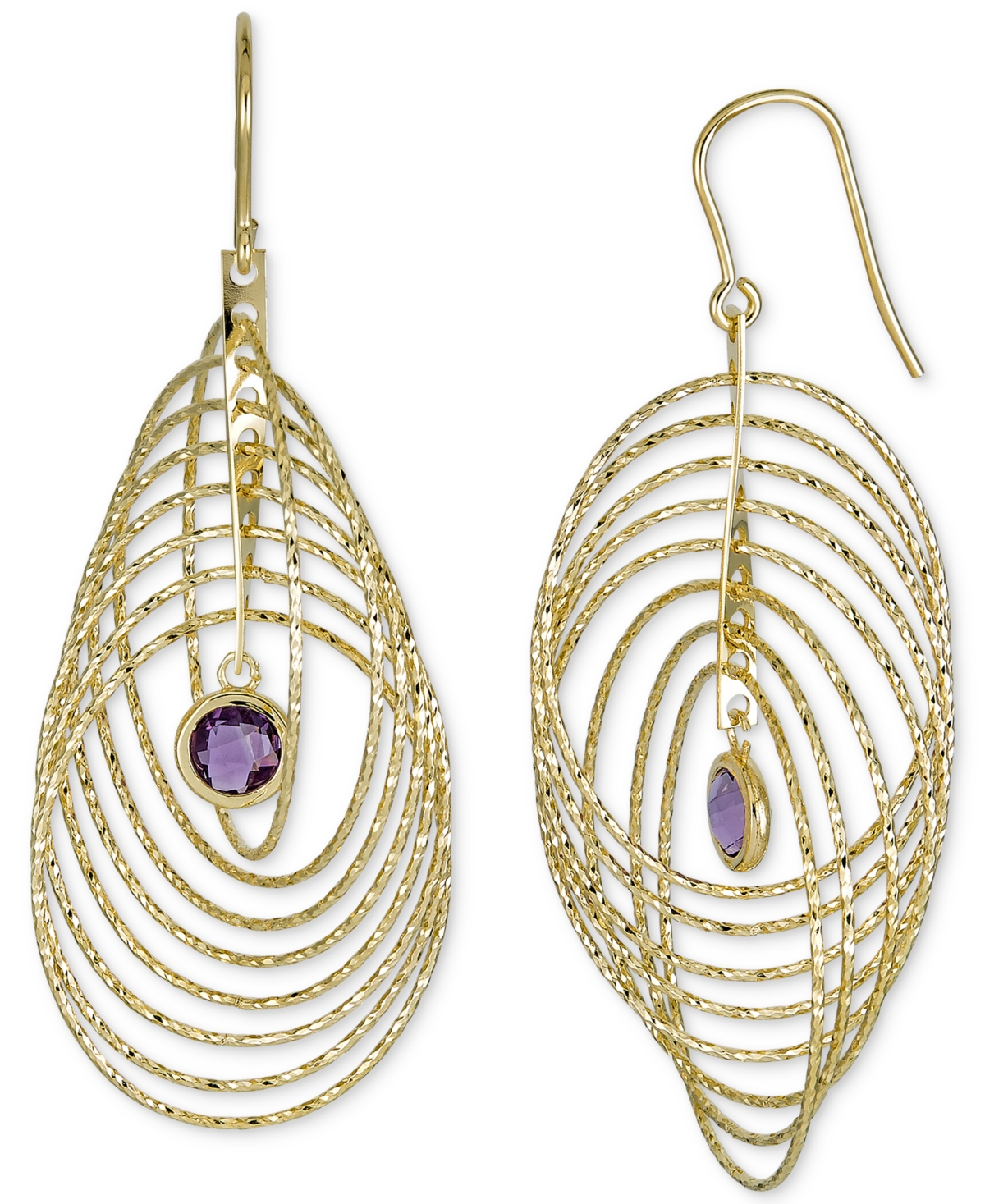 Garnet Bezel Spiral Drop Earrings (2 ct. t.w.) in 14k Gold-Plated Sterling Silver (Also  - Amethyst