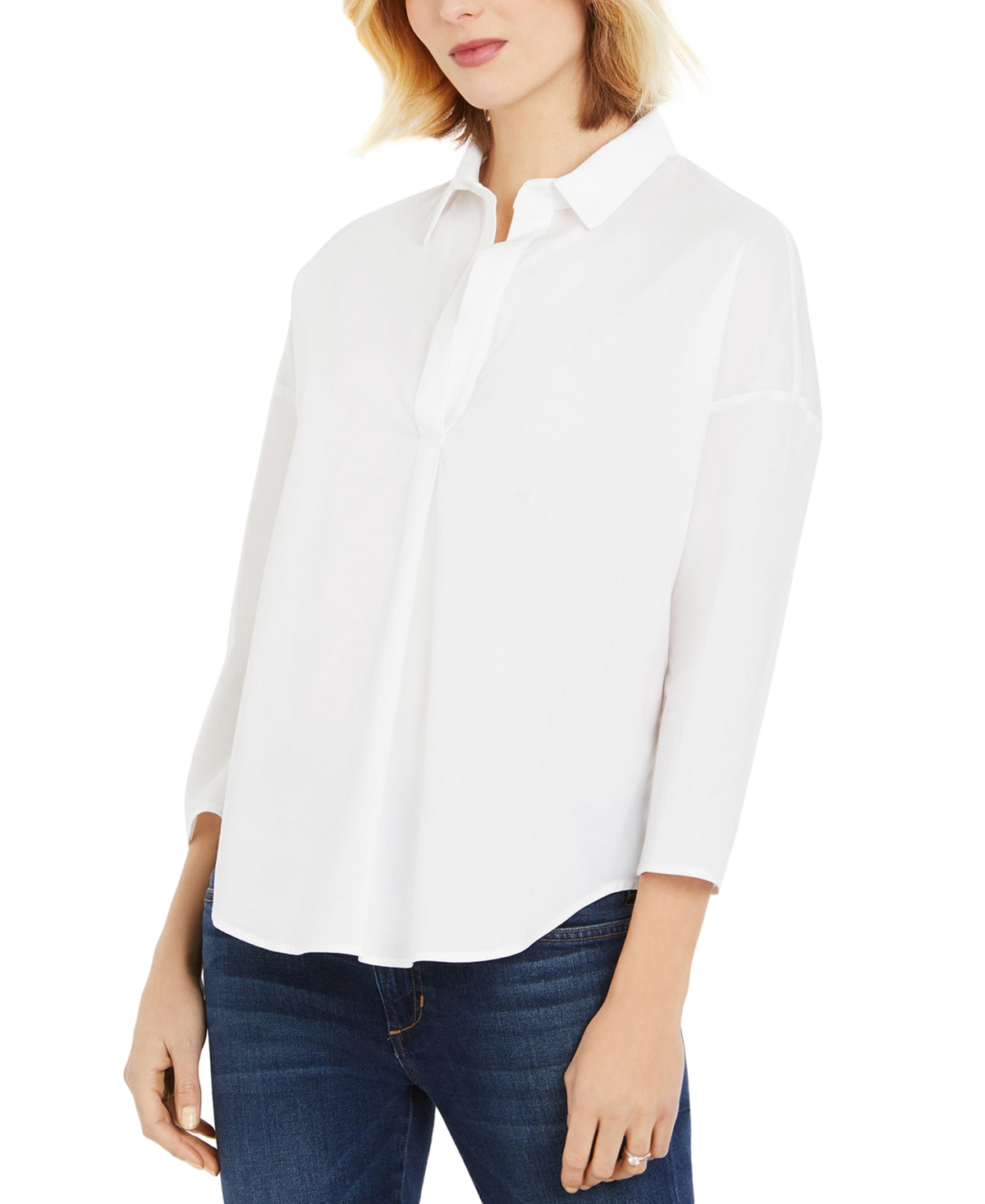Button-Front Maternity Shirt - White