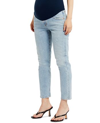 Cropped Straight Leg Maternity Jeans