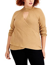 Plus Size Keyhole Turtleneck Wrap Sweater, Created for Macy's