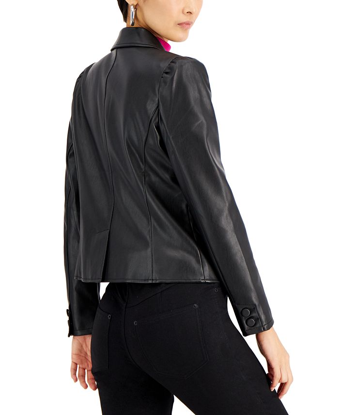 INC International Concepts Puff-Sleeve Faux Leather Jacket, Created for ...