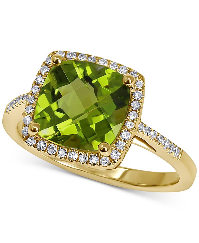 Macy's - Peridot (3 ct. t.w.) & Diamond (1/5 ct. t.w.) Halo Ring in 14k Gold