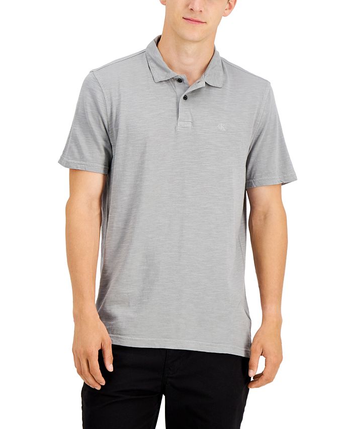 Calvin Klein Men's Monogram Logo Slub Polo Shirt - Macy's