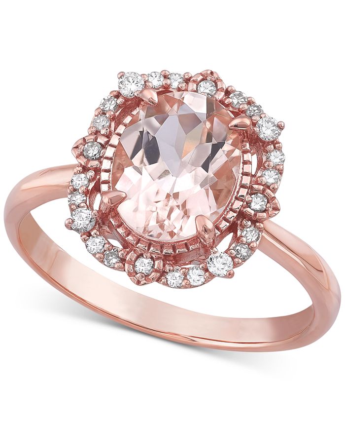 Macy's (13/4 ct. t.w.) & Diamond (1/8 ct. t.w.) Halo Ring in 10k Rose Gold Macy's