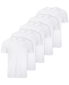 Men's 5-Pk. Moisture-Wicking Solid V-Neck T-Shirts, Created for Macy's 