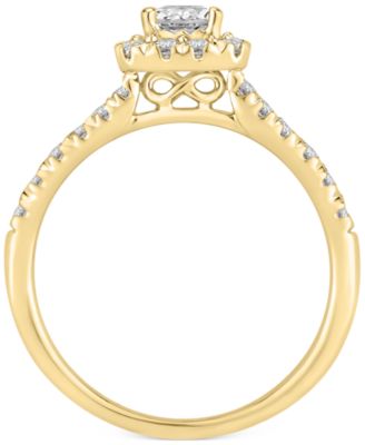Diamond Princess Halo Bridal Set (1 ct. t.w.) in 14k White or Yellow Gold