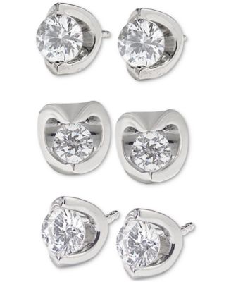 Macy's Diamond Tension Stud Earrings (1/2 Ct. T.w.) In 14k White ...