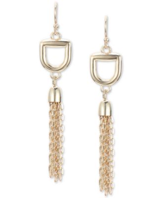 Photo 1 of Charter Club Gold-Tone Horse Bit & Chain Tassel Linear Drop Earrings,