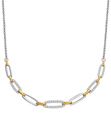 Diamond Link Statement Necklace (1/4 ct. t.w.) in Sterling Silver & 14k Gold-Plate, 16" + 2" extender
