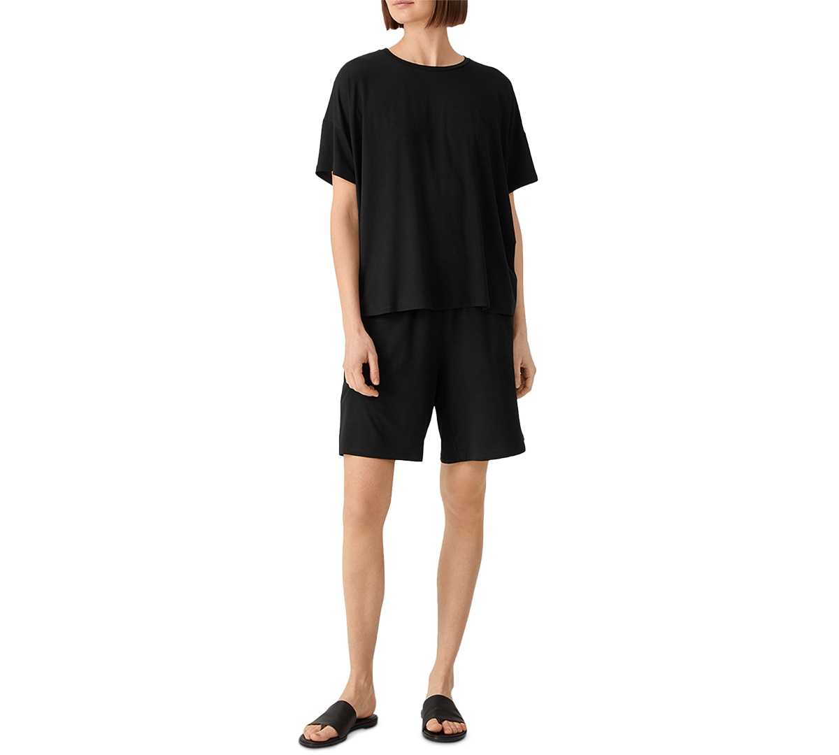 Eileen Fisher Black Stretch-jersey Shorts In Black