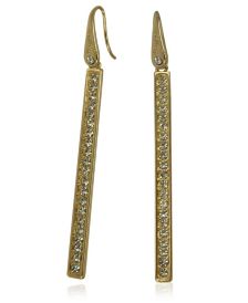 Gold-tone and pave bar linear earring