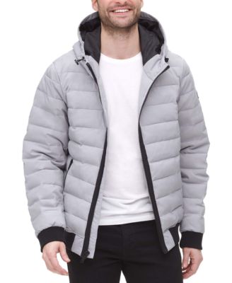 dkny men's quilted hooded bomber jacket