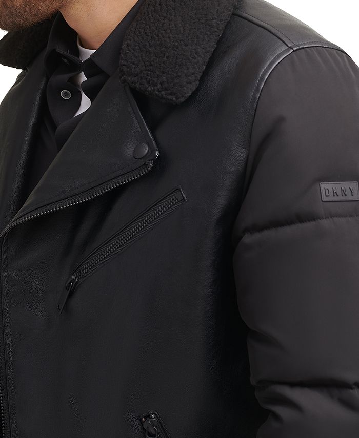 DKNY Men's Mixed Media Motorcycle Jacket Macy's