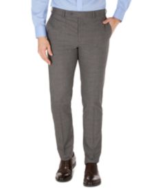 Men's Grey Plaid Skinny-Fit Dress Pants