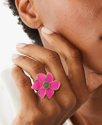 kate spade new york Gold Tone Pink Flower Ring Macy s