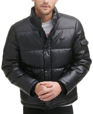 Levi's Men's Faux Leather Puffer Jacket - Macy's