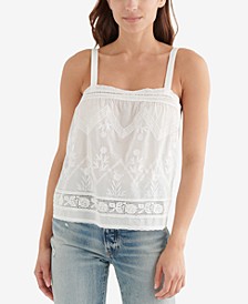 Embroidered Lace Cotton Sleeveless Top