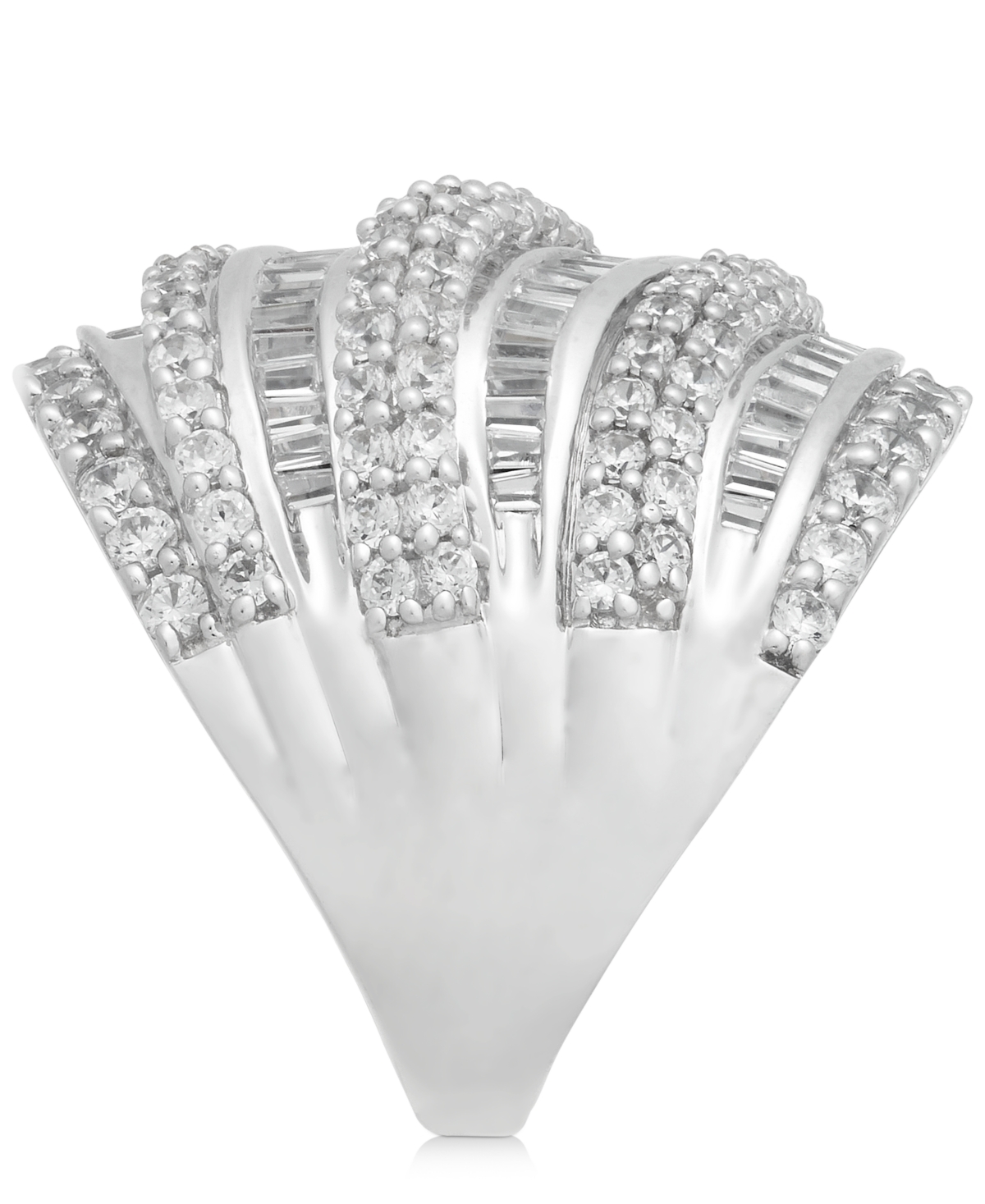 Diamond Round & Baguette Statement Ring (4 ct. t.w.) in 14k- White Gold