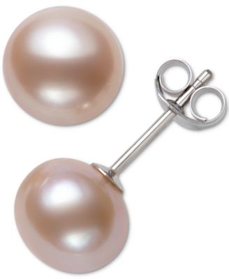 Belle de Mer - Cultured Freshwater Button Pearl (8-9mm) Stud Earrings
