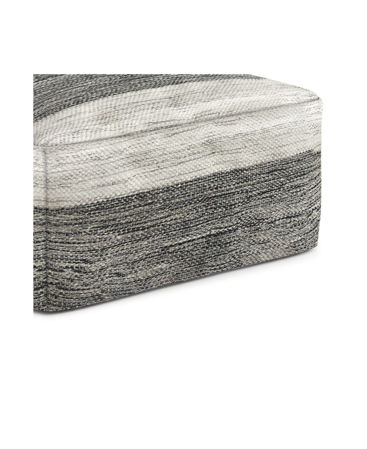 Macy's Mathis Square Woven Outdoor And Indoor Pouf In Gray And White