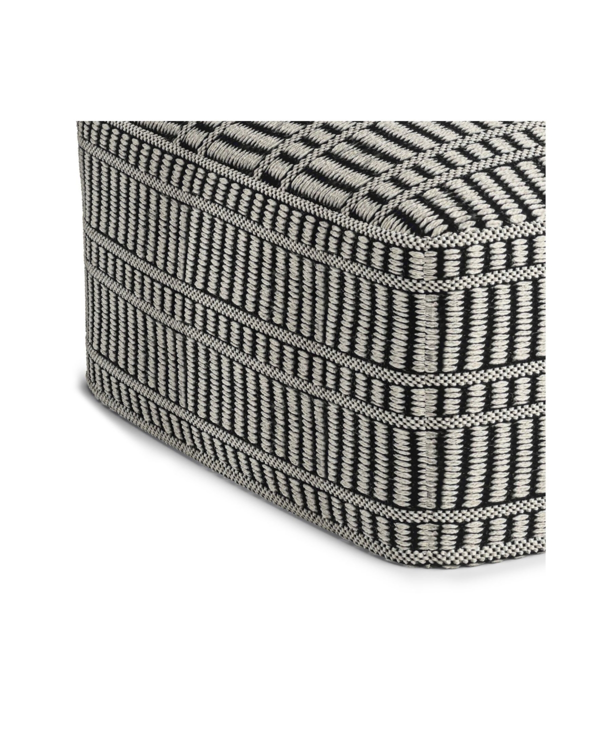 Macy's Safford Square Woven Outdoor And Indoor Pouf In Black And White