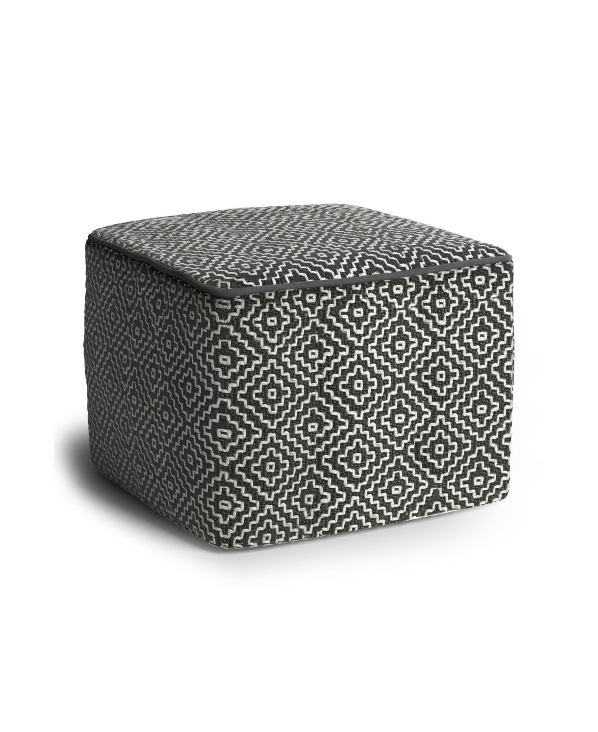 Macy's Briella Square Woven Outdoor And Indoor Pouf In Gray And White