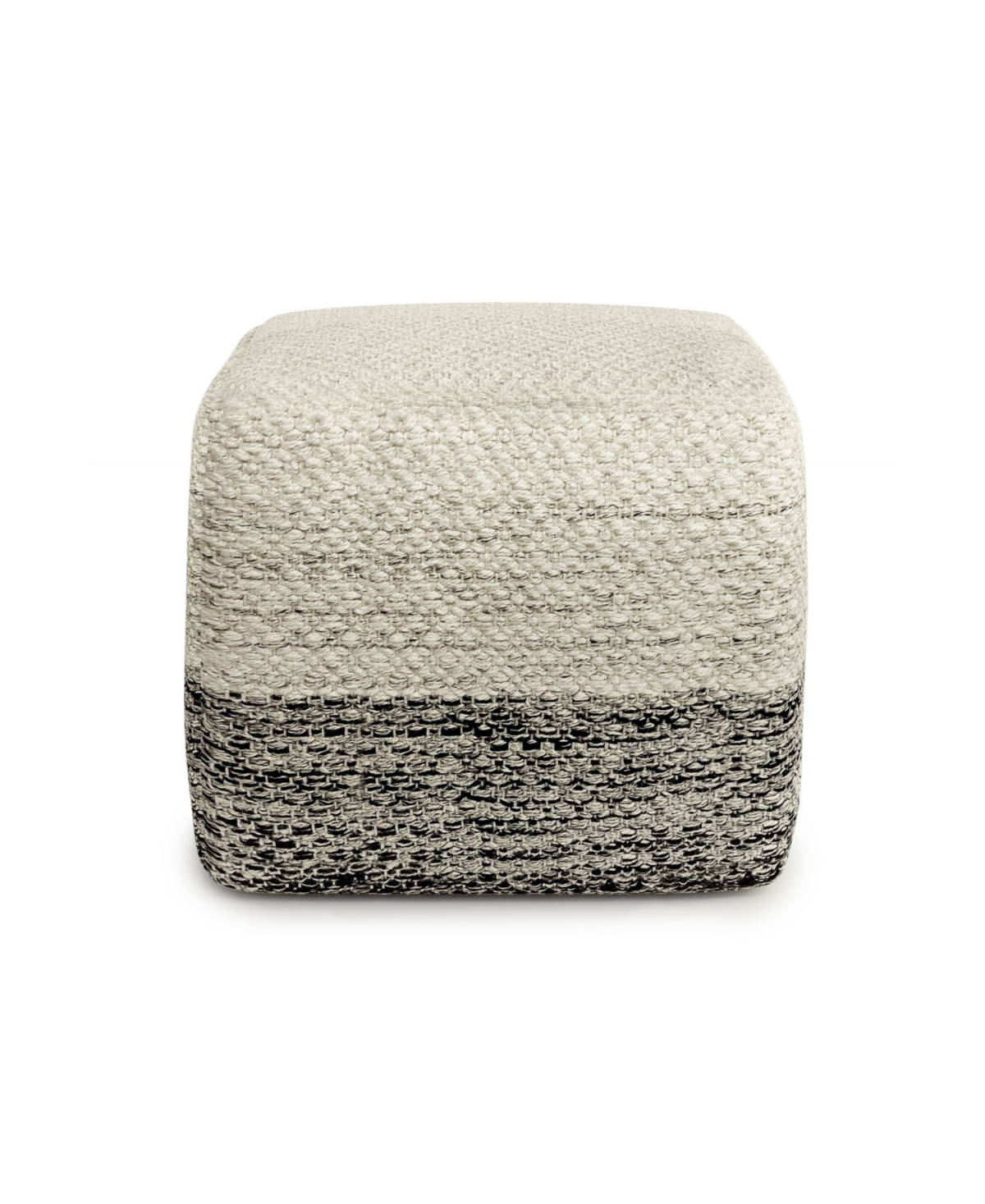 Macie Square Woven Outdoor and Indoor Pouf - Gray and White