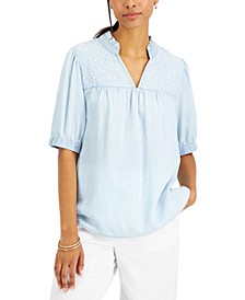 Elbow Sleeve Chambray Top, Created for Macy's 