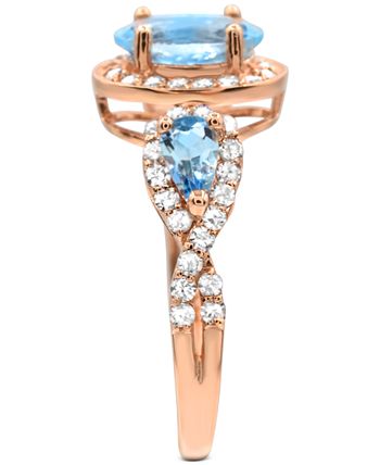 Macy's - Aquamarine (1-1/2 ct. t.w.) Diamond (1/2 ct.  t.w.) Ring in 14K Rose Gold