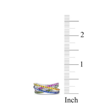 Multi- Sapphire (2-1/2  ct. t.w.) and Diamond (1/6  ct. t.w.) Ring Set in Sterling Silver