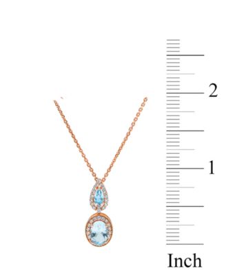 Aquamarine (1-1/3 ct. t.w) Diamond (1/3 ct. t.w) Pendant set in 14K Rose Gold