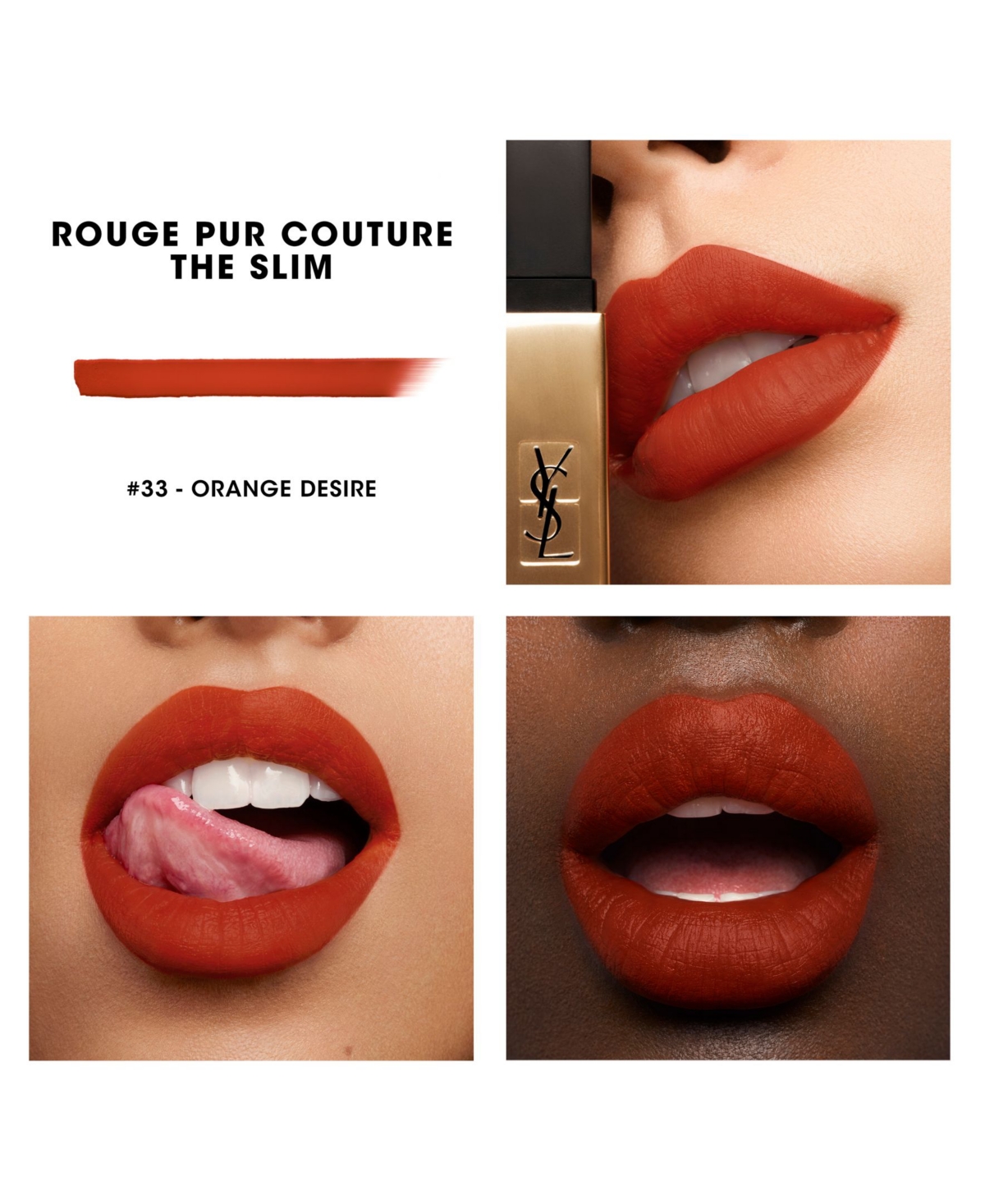 Yves Saint Laurent Rouge Pur Couture The Slim Matte Lipstick - NEW 33 Orange Desire