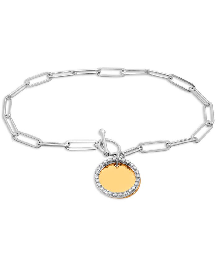 Macy's Diamond Toggle Disc Charm Bracelet (1/5 ct. t.w.) in Sterling Silver & GoldPlate Macy's