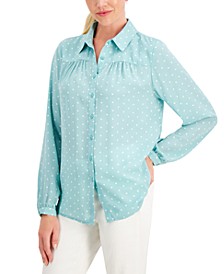 Dot-Print Button-Down Top, Created for Macy's