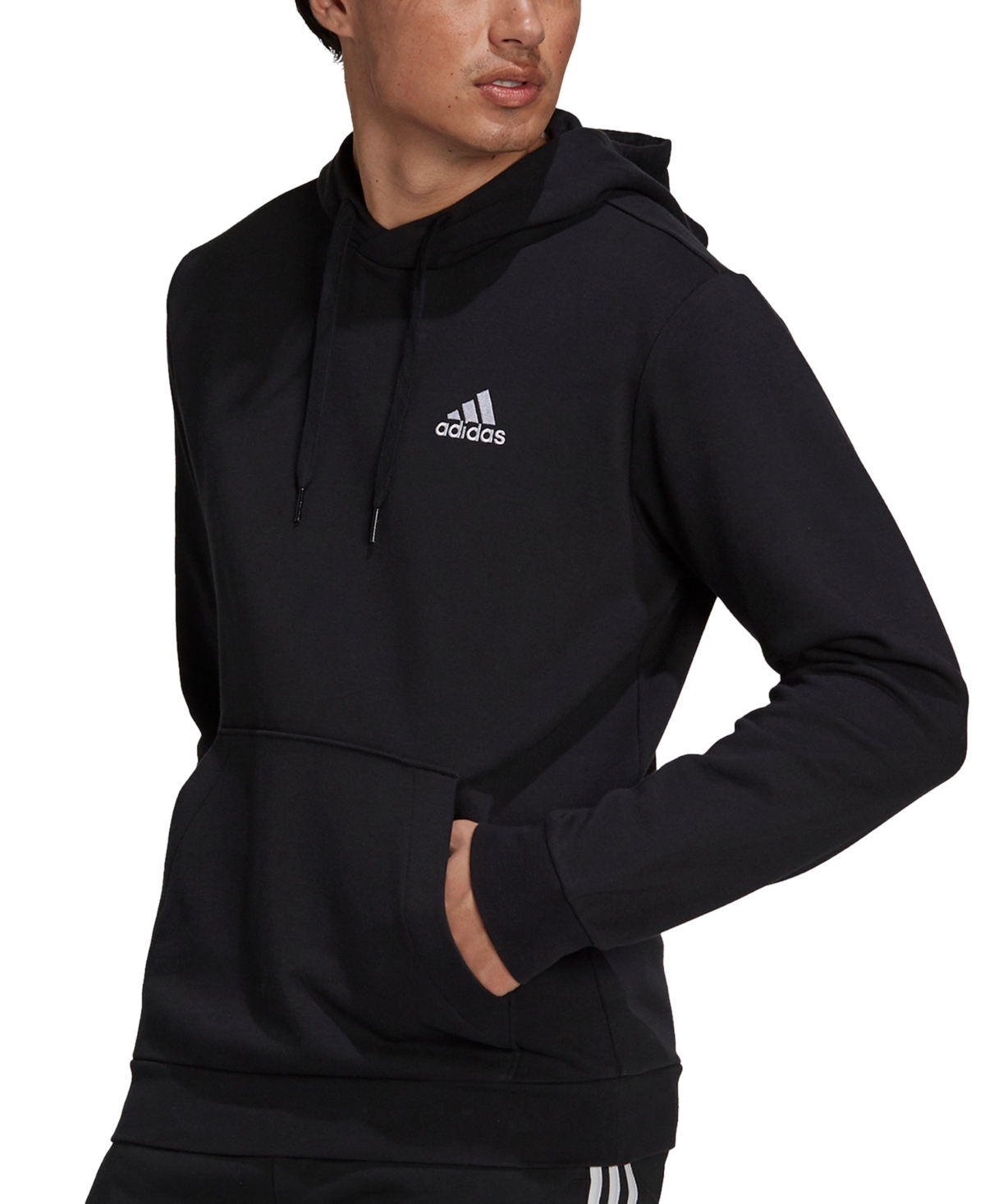 Shop Adidas Originals Men's Feel Cozy Essentials Fleece Pullover Hoodie In Collegiate Green