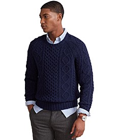 Men's Speckled Aran-Knit Wool-Blend Sweater