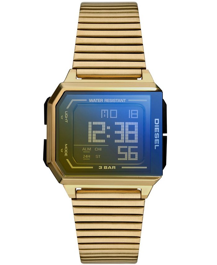 Diesel Men's Chopped Digital GoldTone Stainless Steel Watch 33mm Macy's