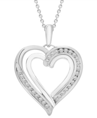 diamond heart 18 pendant necklace