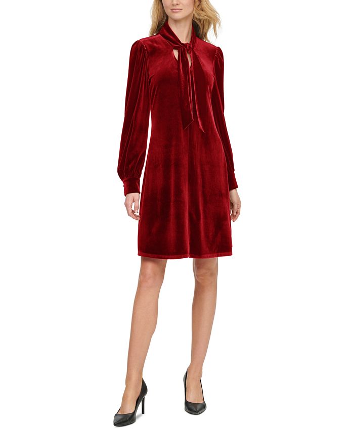 Descubrir 37+ imagen calvin klein red velvet dress