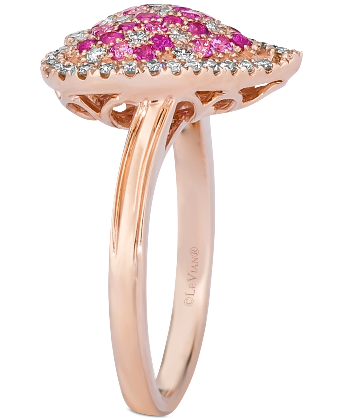 Le Vian Strawberry Ombre Pink Ombre Ruby (1/2 ct. t.w.) & Nude Diamond (3/8 ct. t.w.) Heart Ring in 14k Rose Gold